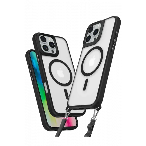 Mey İthalat®  iPhone 16 Pro Max Kılıf Enka Magsafe Silikon Kılıf - Siyah