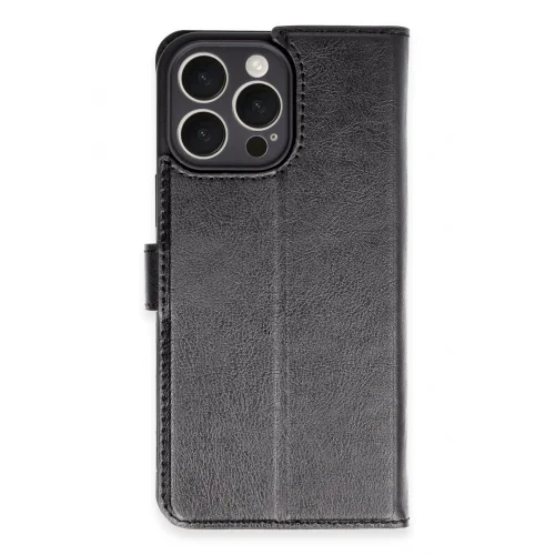 Mey İthalat®  iPhone 16 Pro Max Kılıf Trend S Plus Kapaklı Kılıf - Siyah