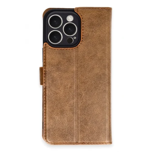 Mey İthalat®  iPhone 16 Pro Max Kılıf Trend S Plus Kapaklı Kılıf - Taba