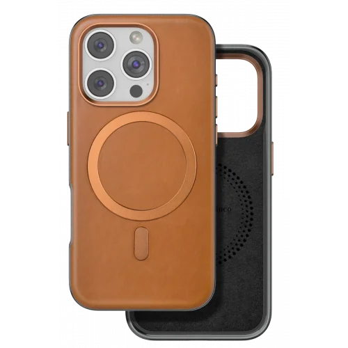 Mey İthalat®  iPhone 16 Pro Puskas Magsafe Kapak - Açık Kahve