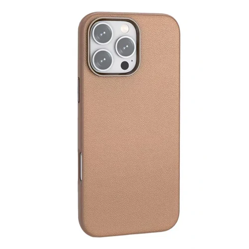 Mey İthalat®  iPhone 16 Pro Wonder Deri Magsafe Kapak - Bronz
