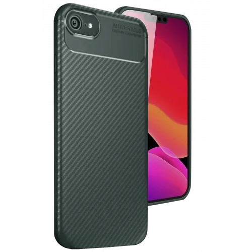 Mey İthalat®  iPhone 16E Kılıf Auto Focus Karbon Kapak - Koyu Yeşil