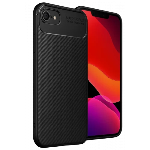 Mey İthalat®  iPhone 16E Kılıf Auto Focus Karbon Kapak - Siyah