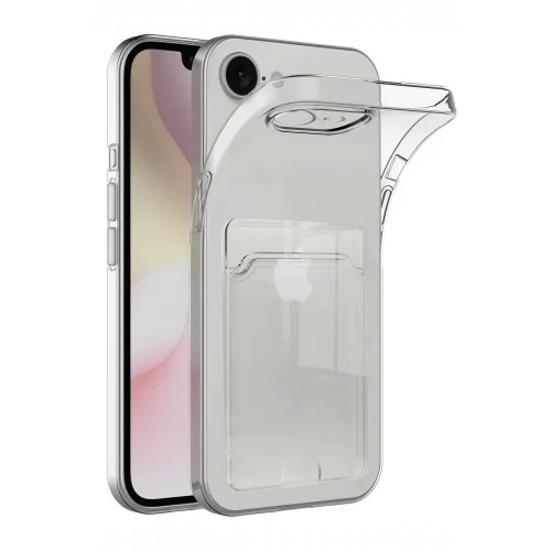 Mey İthalat®  iPhone 16E Kılıf Kart Şeffaf Silikon - Şeffaf