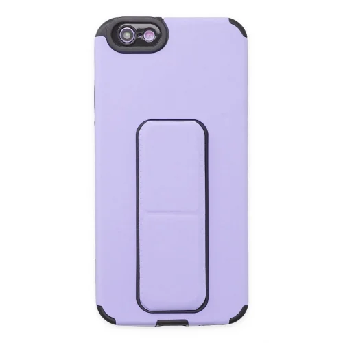 Mey İthalat®  iPhone 6 Kılıf Mega Standlı Silikon - Lila