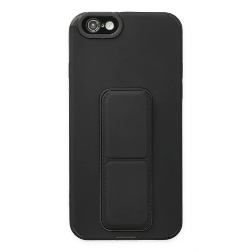 Mey İthalat®  iPhone 6 Kılıf Mega Standlı Silikon - Siyah