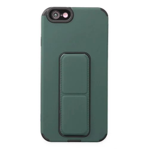 Mey İthalat®  iPhone 6 Kılıf Mega Standlı Silikon - Yeşil