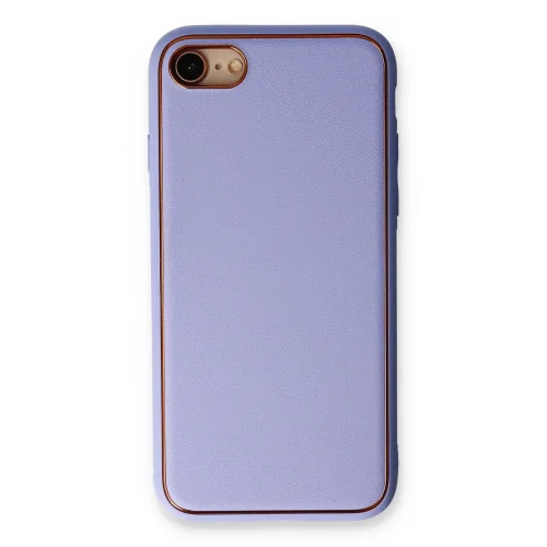 Mey İthalat®  iPhone 7 Kılıf Coco Deri Silikon Kapak - Açık Lila