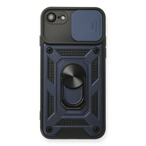 Mey İthalat®  iPhone 7 Kılıf Pars Lens Yüzüklü Silikon - Lacivert