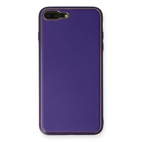 Mey İthalat®  iPhone 7 Plus Kılıf Coco Deri Silikon Kapak - Mor