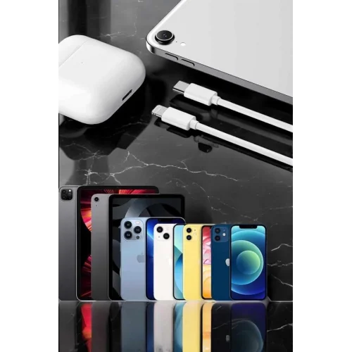 Mey İthalat® Iphone Uyumlu İOS Uyumlu Lightning Hızlı Şarj Tye C Lightning Şarj Kablosu