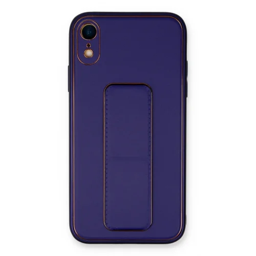 Mey İthalat®  iPhone XR Kılıf Coco Deri Standlı Kapak - Mor