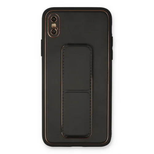 Mey İthalat®  iPhone XS Max Kılıf Coco Deri Standlı Kapak - Siyah