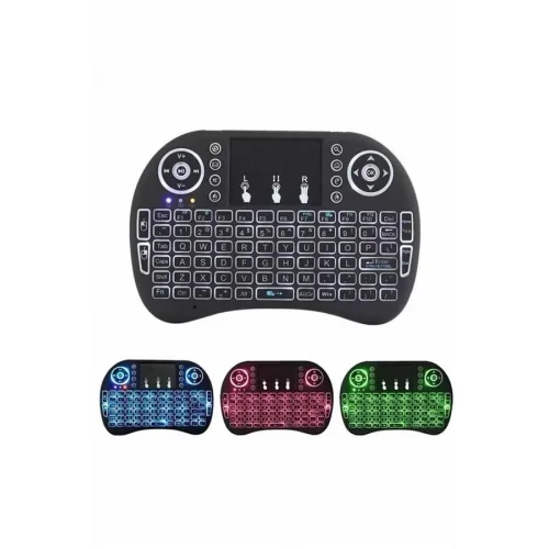 Mey İthalat® Işıklı Kablosuz Mini Klavye ve Dokunmatik Mouse Seti Türkçe Kablosuz