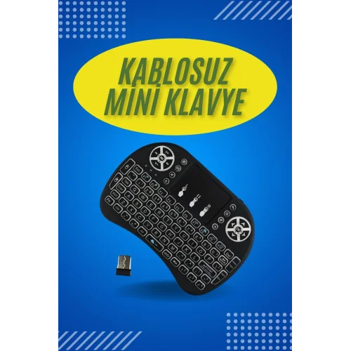 Mey İthalat® Işıklı Kablosuz Mini Klavye ve Dokunmatik Mouse Seti Türkçe Kablosuz