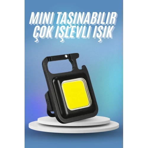 Mey İthalat® Işıldak USB Şarjlı Cep El Feneri Taşınabilir Mini Led Işık Çok Fonksiyonlu