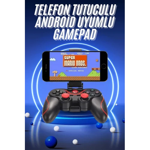 Mey İthalat® Joystik Gamepad Bluetooth Telefon Tutucu Oyun Kolu Telefon Android Uyumlu