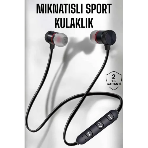 Mey İthalat® Kablolu Mıknatıslı Sport Kulaklık Bluetooth Bağlantılı