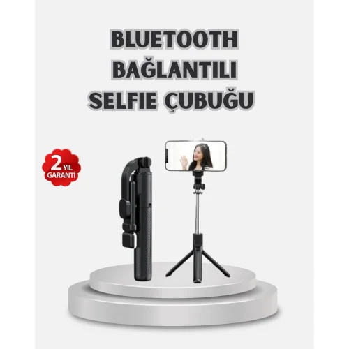 Mey İthalat® Kablosuz Bluetooth Selfie Çubuğu – 360° Dönebilir Başlık, Taşınabilir ve Şık Tasarım