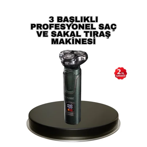 Mey İthalat® Kablosuz Profesyonel Erkek Bakım Seti – 3 Başlıklı, 3D Akıllı Kesim, Taşınabilir