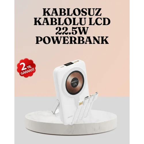 Mey İthalat® Kablosuz ve Kablolu Şarj Destekli Taşınabilir Powerbank