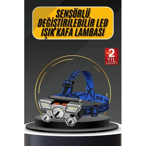 Mey İthalat® Kafa Lambası 800 Lümen 4 Mod Yüksek Işık Flaşörlü Şarjlı Led Lamba