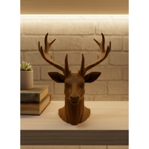 Mey İthalat® Kahverengi Geyik Biblo 23 cm Dekoratif Şık Tasarım