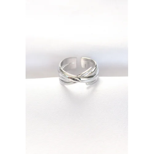 Mey İthalat® Kalın Silver Renk Ayarlanabilir Yüzük