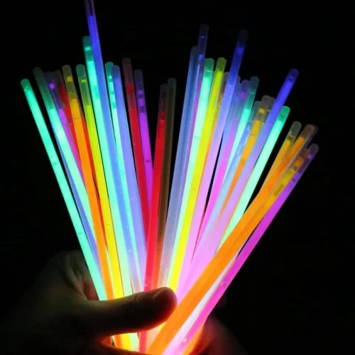 Mey İthalat® Karanlıkta Yanan Parlayan Fosforlu Glow Stick Çubuk Bileklik 50 Adet