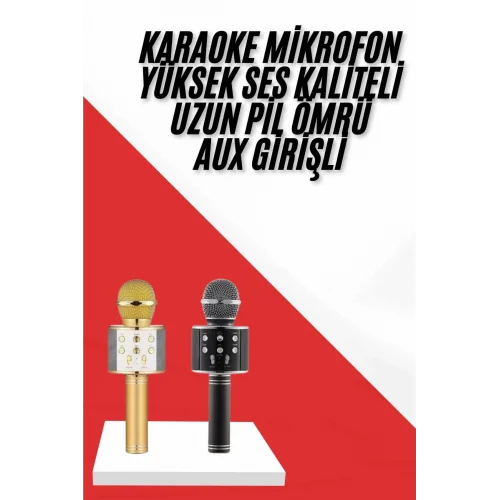 Mey İthalat® Karaoke Mikrofon Dahili Hoparlörlü Sd-usb-aux Girişli Bluetooth Hoparlör