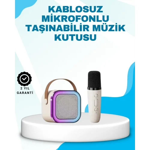 Mey İthalat® Karaoke Mikrofon Hoparlör Seti Bluetooth Kablosuz Taşınabilir