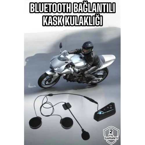 Mey İthalat® Kask Kulaklığı Motosiklet Intercom Interkom Dinleme Konuşma Özellikli Su Geçirmez