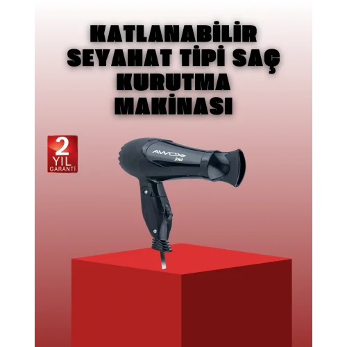 Mey İthalat® Katlanabilir Saç Kurutma Makinesi Seyahat Tipi Taşınabilir Tasarım