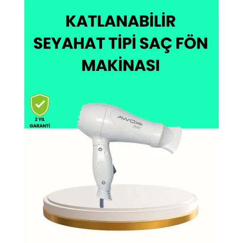 Mey İthalat® Katlanabilir Seyahat Tipi Saç Kurutma Makinesi Çift Kademeli Ayar