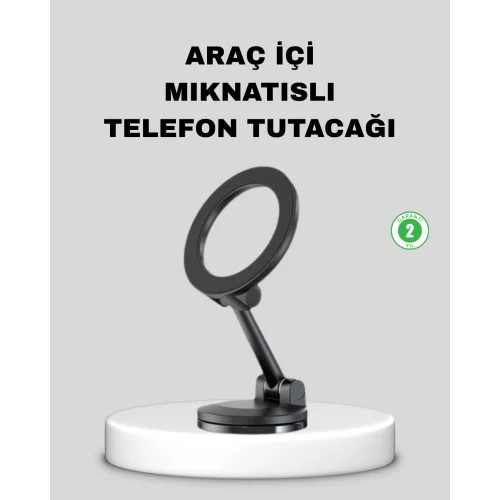 Mey İthalat® Katlanır Manyetik Araç İçi Telefon Tutucu – 360° Dönebilen, MagSafe Uyumlu, Güçlü Mıknatıslı Tasarım