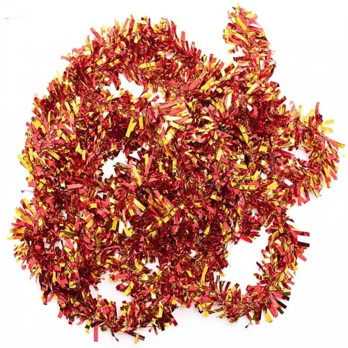 Mey İthalat® Kırmızı Altın Renk 4 cm Genişlik Garland Çift Renk Sim Süs 180 cm