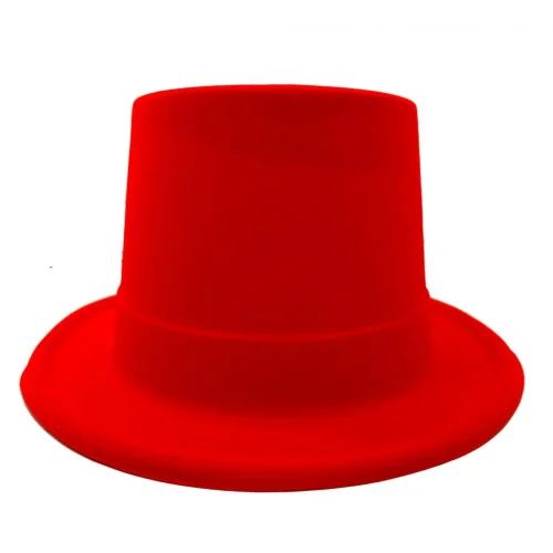 Mey İthalat® Kırmızı Renk Plastik Nubuk Kadife Kaplama Fötr Şapka 11 cm