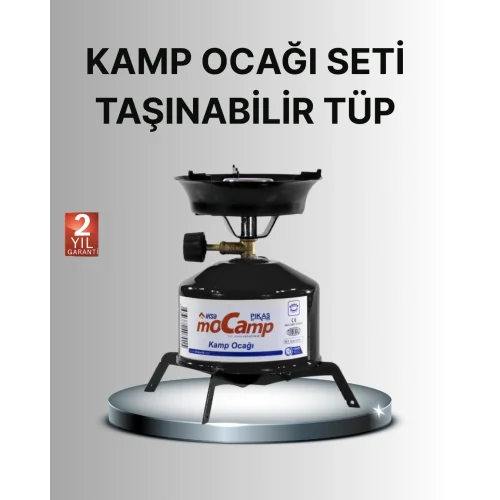 Mey İthalat® Kompakt Kamp Ocağı Seti Gaz Tüplü Ayarlanabilir Alevli 400g Hafif Tasarım