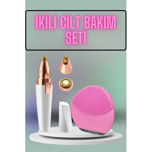 Mey İthalat® Kulak Burun ve Yüz Epilasyon Aleti ve Yüz Masaj Aleti İkili Cilt Bakım Seti