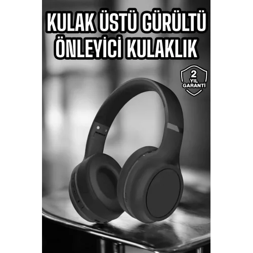Mey İthalat® Kulak Üstü Kablosuz Bluetooth Kulaklık Gürültü Önleyici Ayarlanabilir