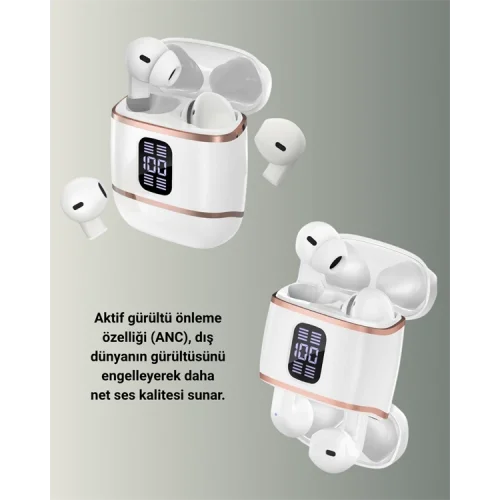 Mey İthalat® Kulakiçi Bluetooth Kulaklık V5.3 – 4’lü Set, Dijital Ekranlı, Gürültü Engelleme