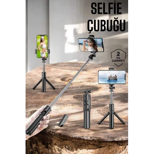 Mey İthalat® Kumandalı Tripod Telefon Tutucu Selfie Çubuğu 360 Derece Dönebilen