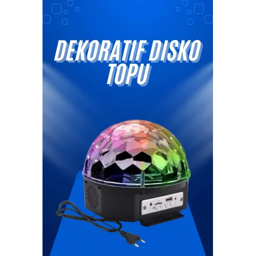 Mey İthalat® Küre Disko Topu Müzik Çalar Renkli Lazer Işıklı Bluetooth Disko Parti Işığı Kumandalı