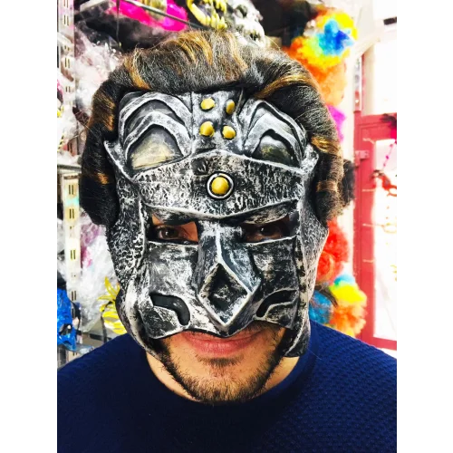Mey İthalat® Lateks Savaşçı Maskesi Terminatör Maskesi Saçlı