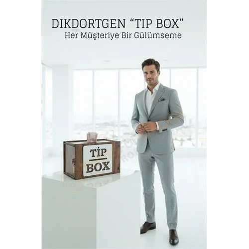 Mey İthalat® Lazer Kesim Ahşap Tip Box – Bahşiş Kutusu | 21x12x13  cm Dekoratif Kutu