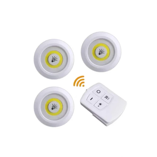 Mey İthalat® Led Lamba 3lü Uzaktan Kumandalı Yapışkanlı