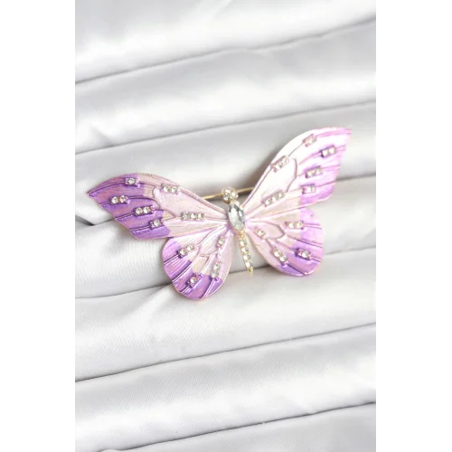 Mey İthalat® Lila Renk Kelebek Model Broş