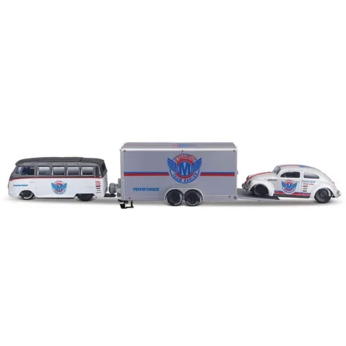 Mey İthalat®  1/64 Design Seri Yarış Takımı Römork ve Araç Set