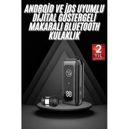 Mey İthalat® Makaralı Bluetooth Kulaklık Telefon Uyumlu Makaralı TF Kart Girişli Güç Göstergeli