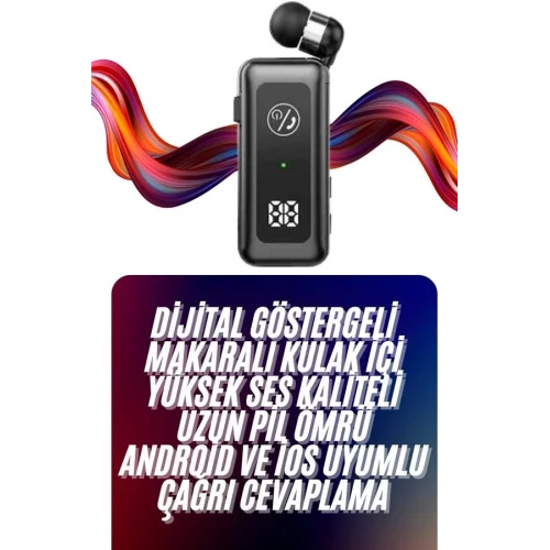Mey İthalat® Makaralı Bluetooth Kulaklık Telefon Uyumlu Makaralı TF Kart Girişli Güç Göstergeli